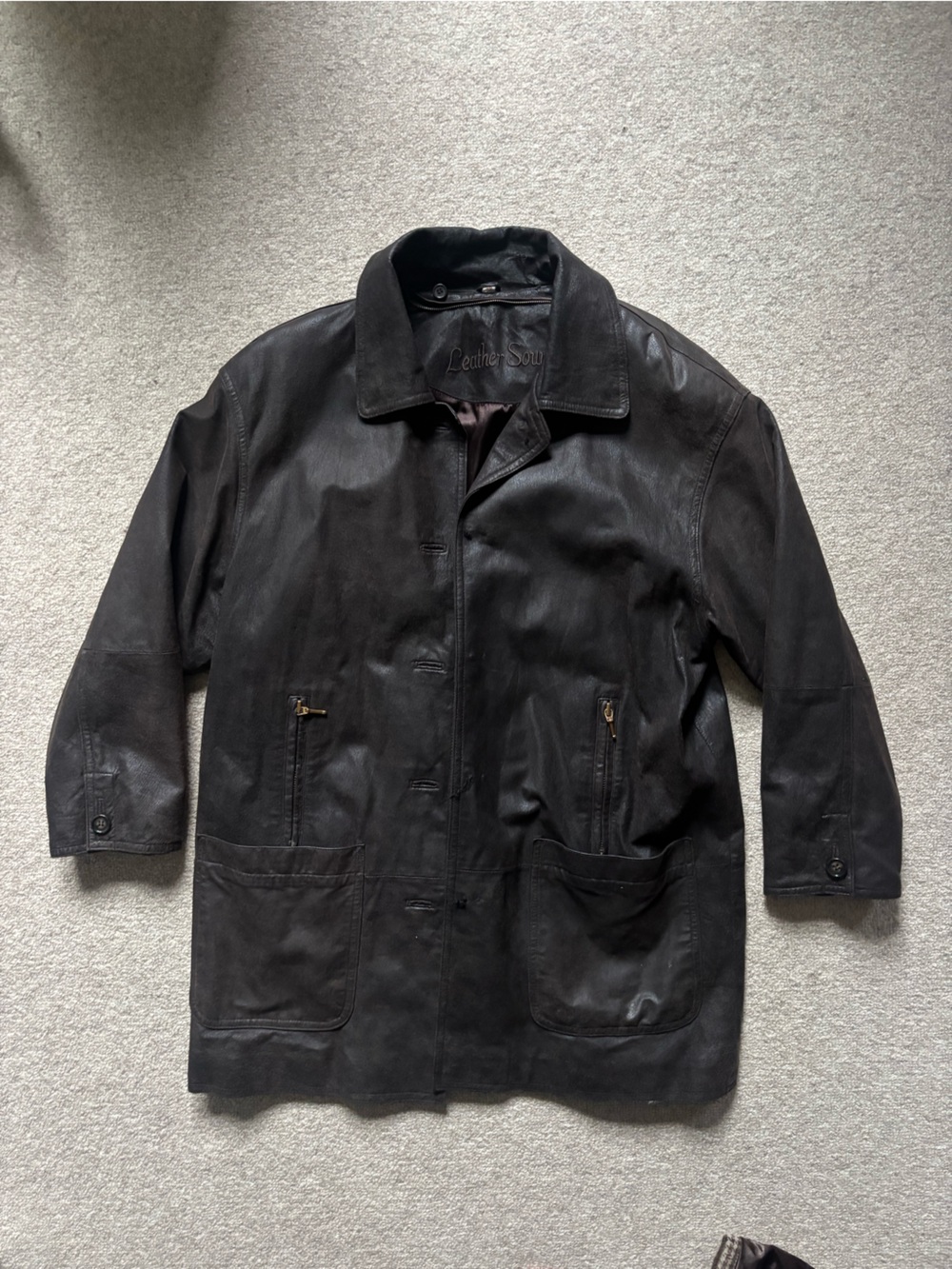 Women's Black Leather Coat